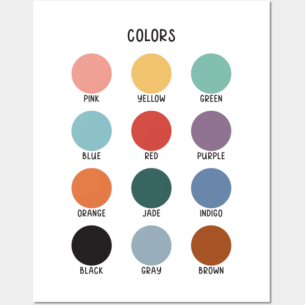 Color Educational Art in Muted Boho Rainbow for Kids Wall Art by hwprintsco